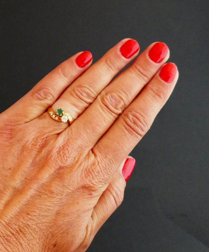 Bague 53.5 Bague Toi Et Moi émeraude Et Diamants 58 Facettes
