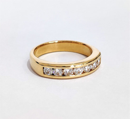 Bague 52 Demi-alliance diamants or jaune 58 Facettes 1-877/12