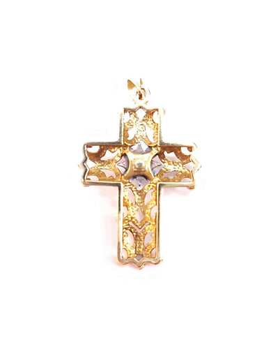 Pendentif Croix ajourée or blanc et diamants 58 Facettes RA-584.1