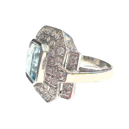 Bague 52.5 Bague Aigue-marine Diamants 58 Facettes