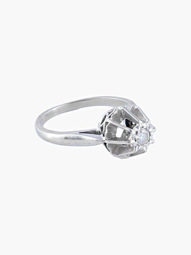Bague Solitaire Rétro Or Blanc Diamant 58 Facettes