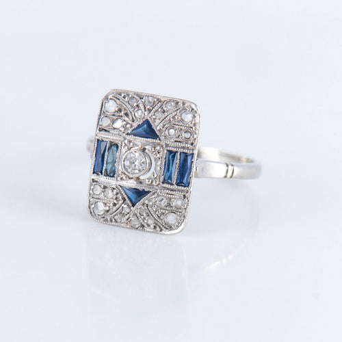Bague Bague Art Déco, saphirs et diamants 58 Facettes