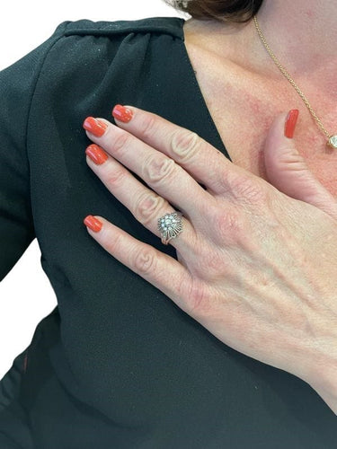 Bague 57 BAGUE FLEUR DIAMANTS ANNÉES 50' 58 Facettes 057851