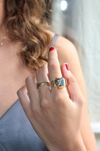 Bague 54 Bague TANK aigue-marine 58 Facettes 542