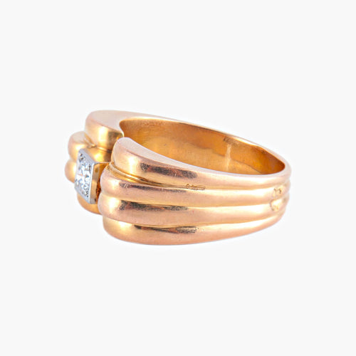 Bague Bague Rétro 1940 or jaune et diamant 58 Facettes 462