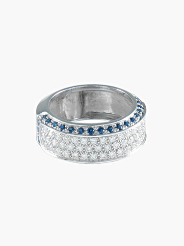 Bague 52 BAGUE OR GRIS -DIAMANTS-SAPHIRS 58 Facettes 425 50002