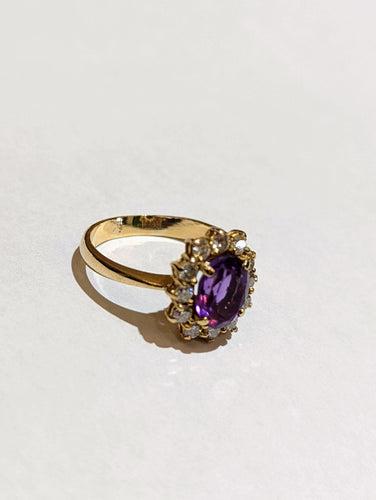 Bague Bague marguerite or jaune améthyste diamants 58 Facettes