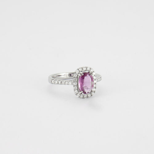 Bague 53.5 Bague Saphir rose et Diamants 58 Facettes BO763