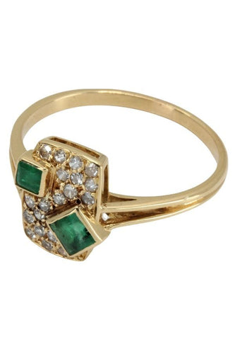 Bague BAGUE ÉMERAUDES TAILLE PRINCESSE ET DIAMANTS 58 Facettes 042781