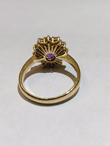 Bague Bague marguerite or jaune améthyste diamants 58 Facettes