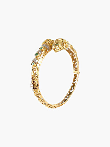 Bracelet Bracelet Têtes de lion Diamants Emeraudes 58 Facettes