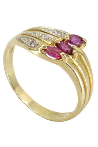 Bague 51 BAGUE MODERNE RUBIS ET DIAMANTS 58 Facettes 048101