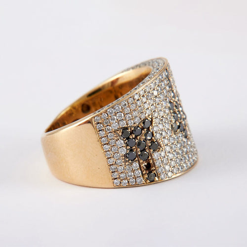 Bague 51 Bague large pavage Diamants Saphirs 58 Facettes