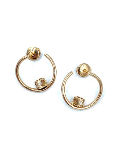 Boucles d'oreilles DINH VAN. Collection Cube Diamants, créoles en or rose 18K et diamants 58 Facettes