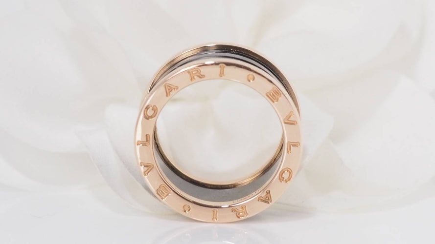 Bague 54 Bague Bulgari en or rose et céramique noir 58 Facettes 31946
