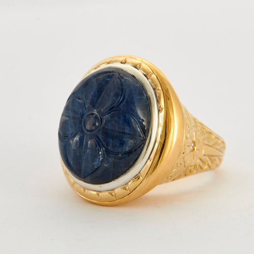 Bague 59.5 Bague Chevalière Saphir gravé 58 Facettes