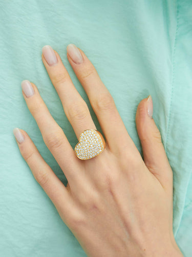 Bague 51 Bague Chevalière Coeur Diamants 58 Facettes