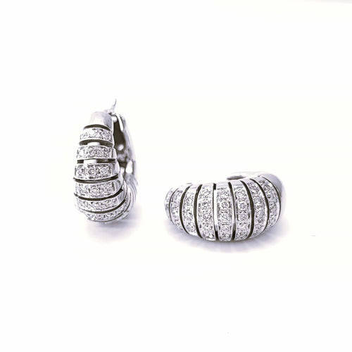 Boucles d'oreilles Créoles or blanc et diamants 58 Facettes RA-655