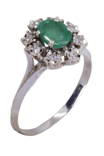 Bague 56 Bague Marguerite Or jaune Emeraude Diamants 58 Facettes 080441