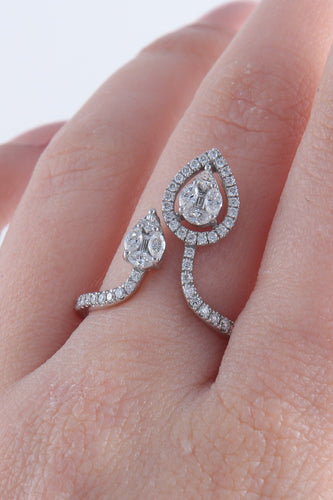 Bague Bague Or Blanc, Pavage en diamants 58 Facettes