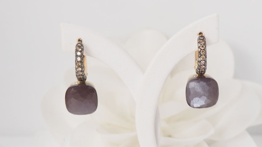Boucles d'oreilles Boucles d'oreilles Pomellato pierre de Lune & diamants bruns 58 Facettes 32024