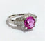 Bague 53 Bague or blanc saphir rose et diamants 58 Facettes 1-351/1