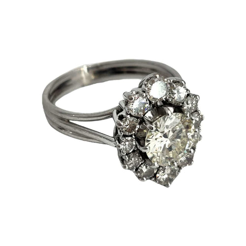 Bague 60 Bague or blanc marguerite diamants 58 Facettes 1-1176/1