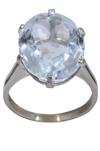 Bague 55 Bague Or blanc Aigue-marine 58 Facettes 082581