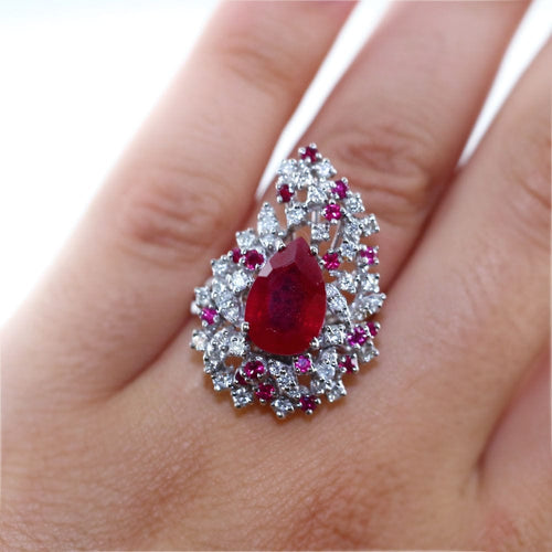 Bague 53 Bague Or blanc Rubis et Diamants 58 Facettes