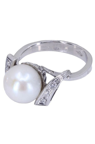 Bague BAGUE PERLE ET DIAMANTS 58 Facettes 076141
