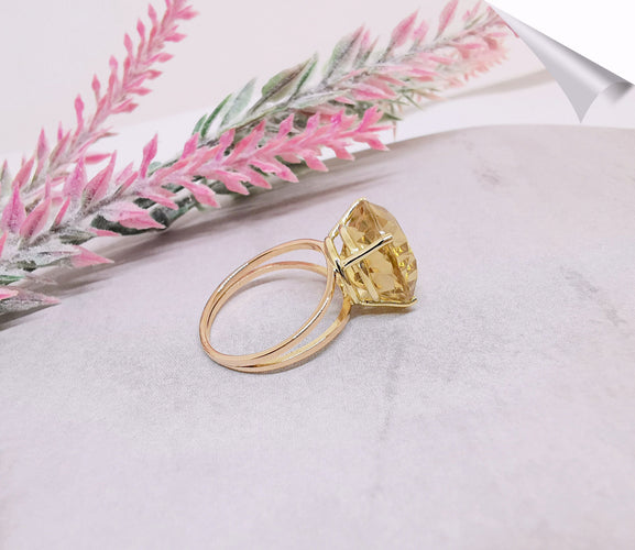 Bague 53.5 Bague Citrine Jaune en Solitaire Or Jaune 58 Facettes AA 1513