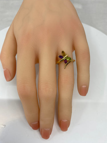 Bague 51 Bague papillon en or jaune & pierres fines 58 Facettes