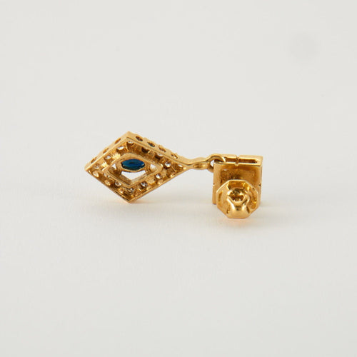 Boucles d'oreilles Pendantes en Or jaune, diamants & saphirs 58 Facettes P12L14