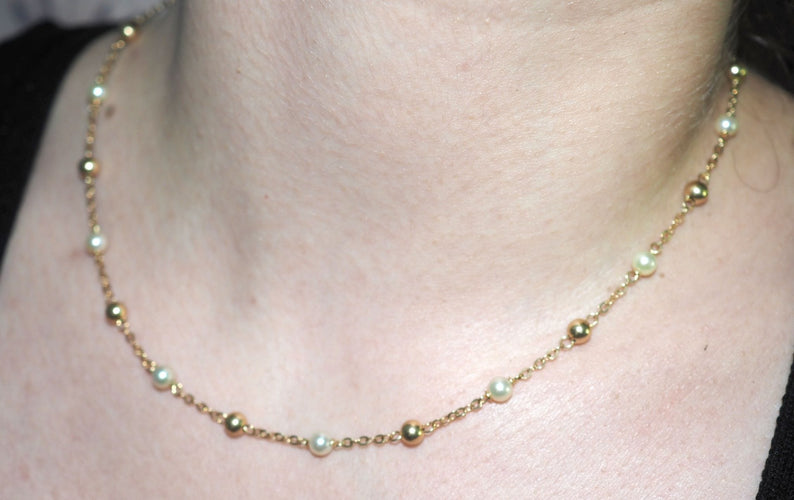 Collier Collier perles et or jaune 58 Facettes