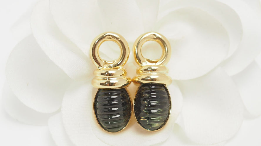 Boucles d'oreilles 4.5cm Boucles d'oreilles en or jaune et tourmalines 58 Facettes 32263