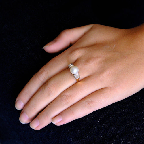 Bague 61 Bague 2 ors Perle Diamants 58 Facettes EL2-50