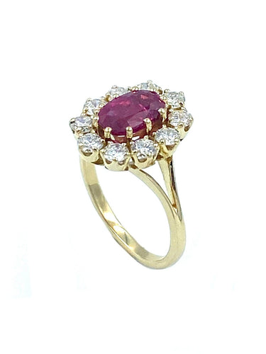 Bague Bague Pompadour or jaune, rubis et diamants 58 Facettes