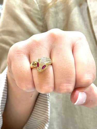 Bague 57 Bague tête de panthère pierres 58 Facettes