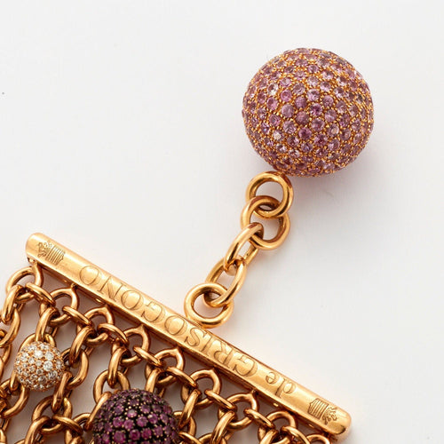 Bracelet DE GRISOGONO – Bracelet Boules Saphirs roses Rubis Diamants 58 Facettes