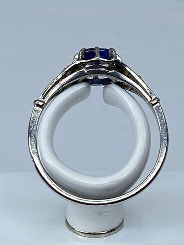 Bague Bague 1900 Platine Saphir et Diamants 58 Facettes