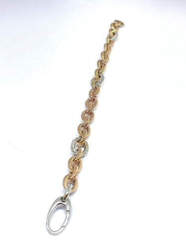 Bracelet Bracelet or rose et diamants , maille jaseron ciselée 58 Facettes