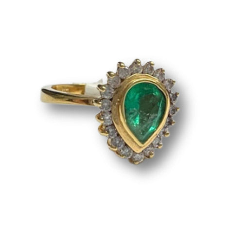 Bague 56 Bague contemporaine en or 18 ct avec émeraudes et diamants 58 Facettes Q357A