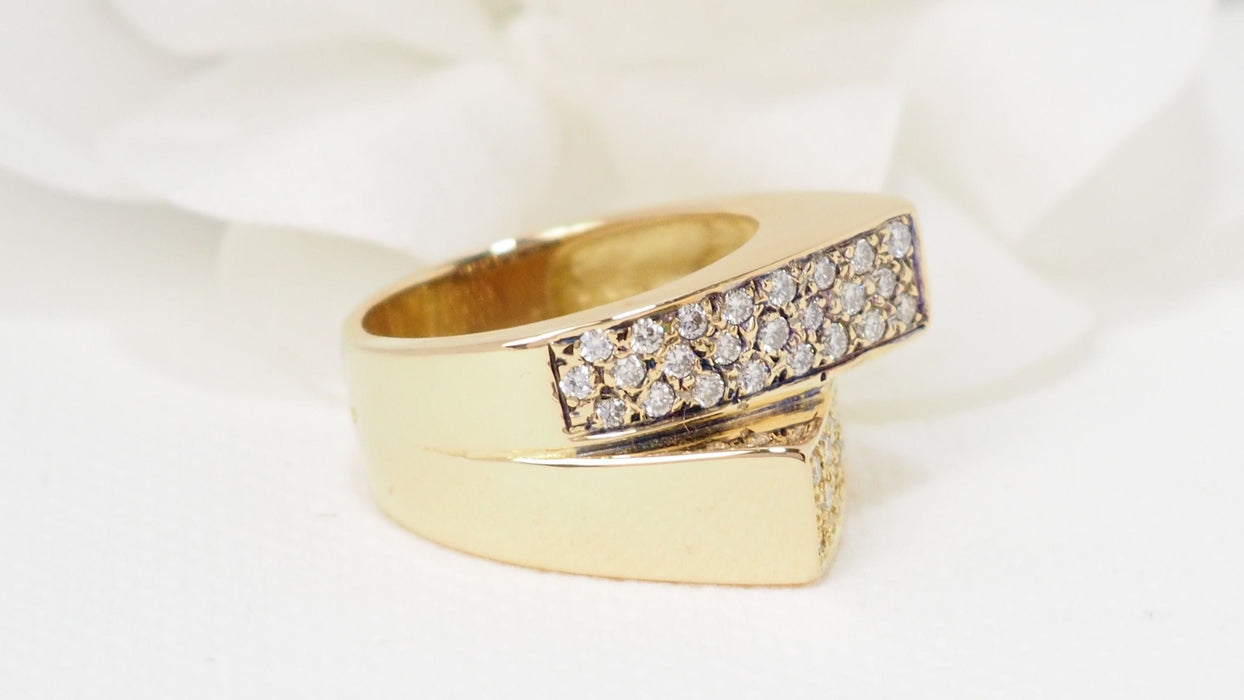 Bague 55 Bague pavage Or jaune Diamants 58 Facettes 32342