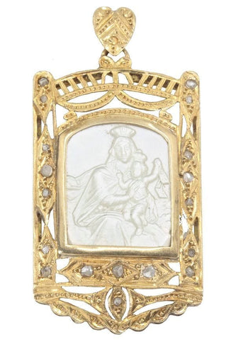 Pendentif MÉDAILLE VIERGE A L'ENFANT AU SCAPULAIRE ART-NOUVEAU 58 Facettes 039061