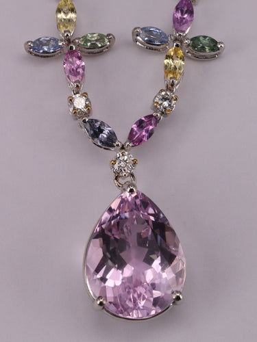 Collier Collier Diamant Kunzite et Saphirs Pastel 58 Facettes 2942