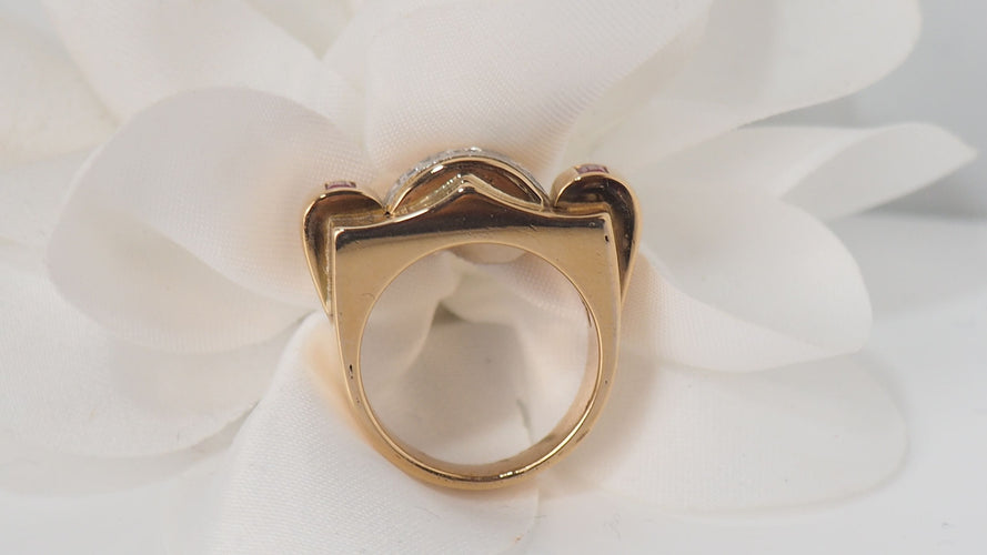 Bague 53 Bague Tank en or jaune, diamants et rubis 58 Facettes 2945