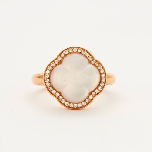 Bague 54 Bague Trèfle Quartz Rose 58 Facettes 002.688