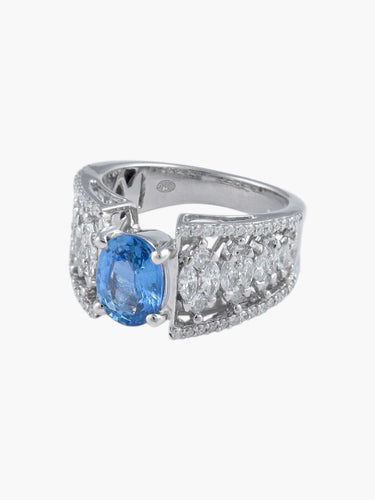 Bague 52 Bague Jarretière Saphir et Diamants 58 Facettes