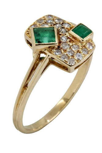 Bague BAGUE ÉMERAUDES TAILLE PRINCESSE ET DIAMANTS 58 Facettes 042781