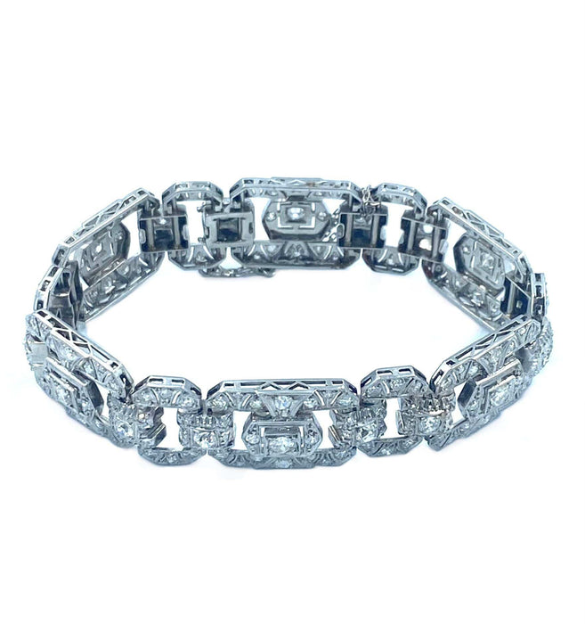 Bracelet Bracelet Art-Deco, or, platine et diamants 58 Facettes